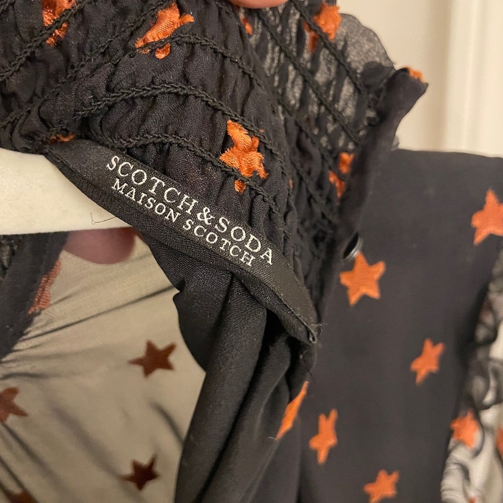 SCOTCH & SODA Maison Scotch Chiffon High Neck Star Jacquard Maxi Dress S… - Picture 11 of 15